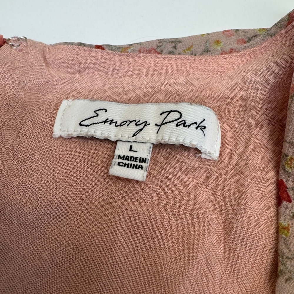 Emory Park Dress Womens Large Pink Floral Tea Length Cottagecore Boho Romantic - Picture 4 of 10